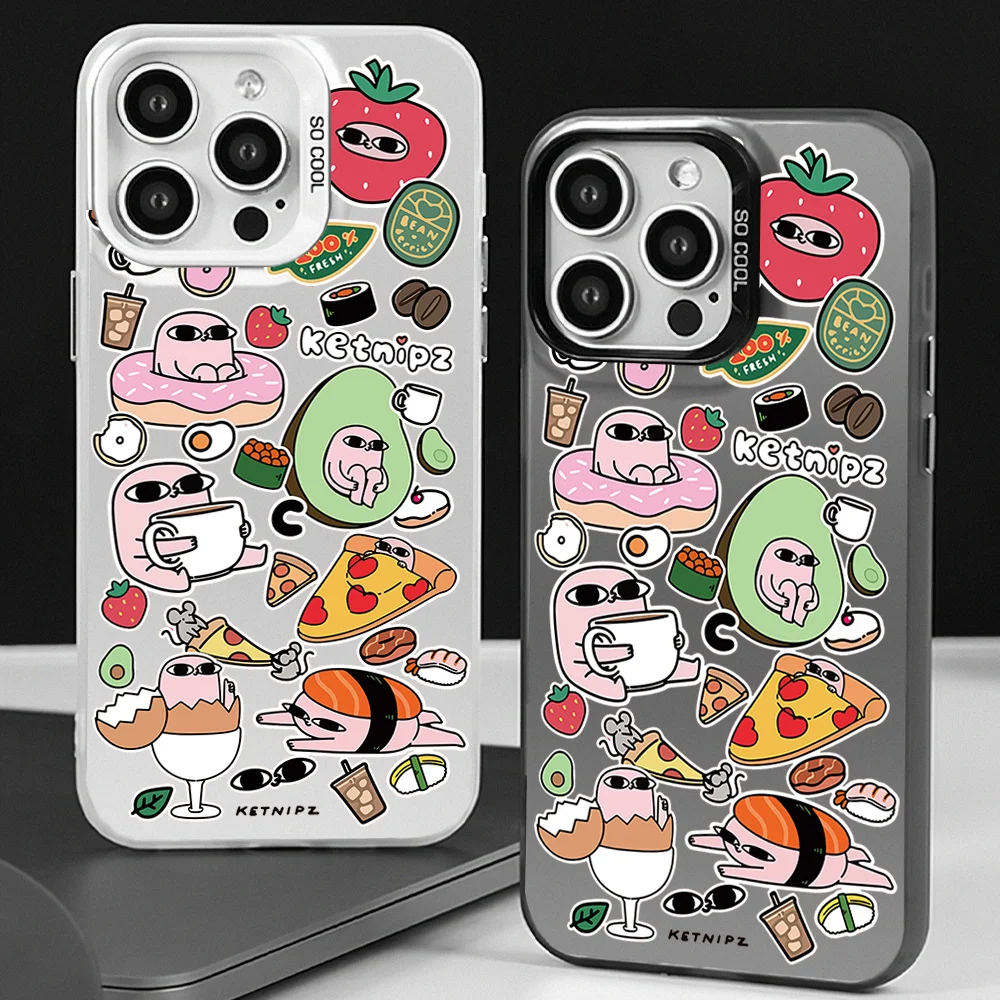 Cartoon Ketnipz Phone Case for iPhone 12 11 13 14 15 16 Max Pro Plus Laser Cover