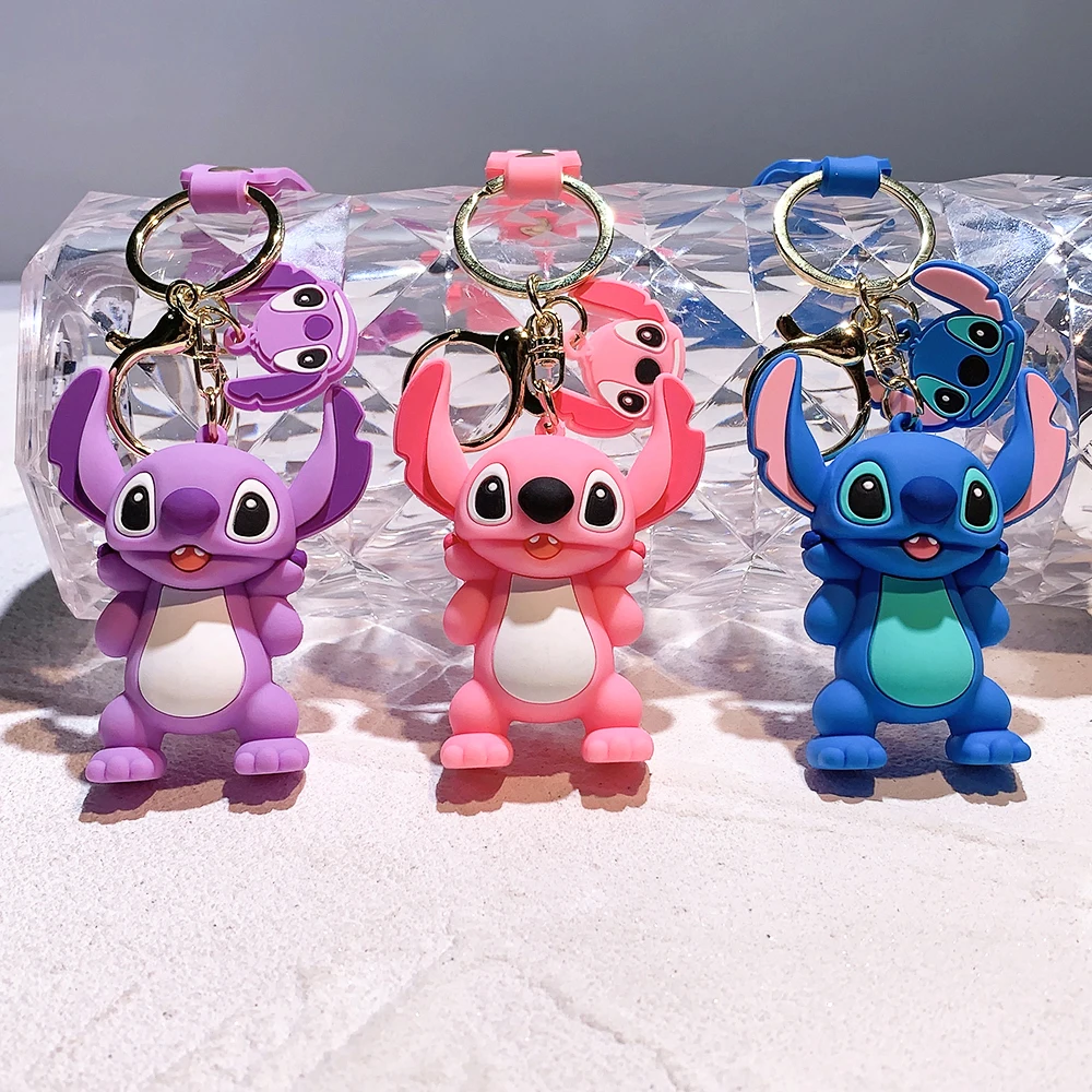 Disney Stitch Toys portachiavi Anime Figure Stitch ciondolo portachiavi dolce rosa angelo portachiavi donna auto portachiavi ragazza regalo di