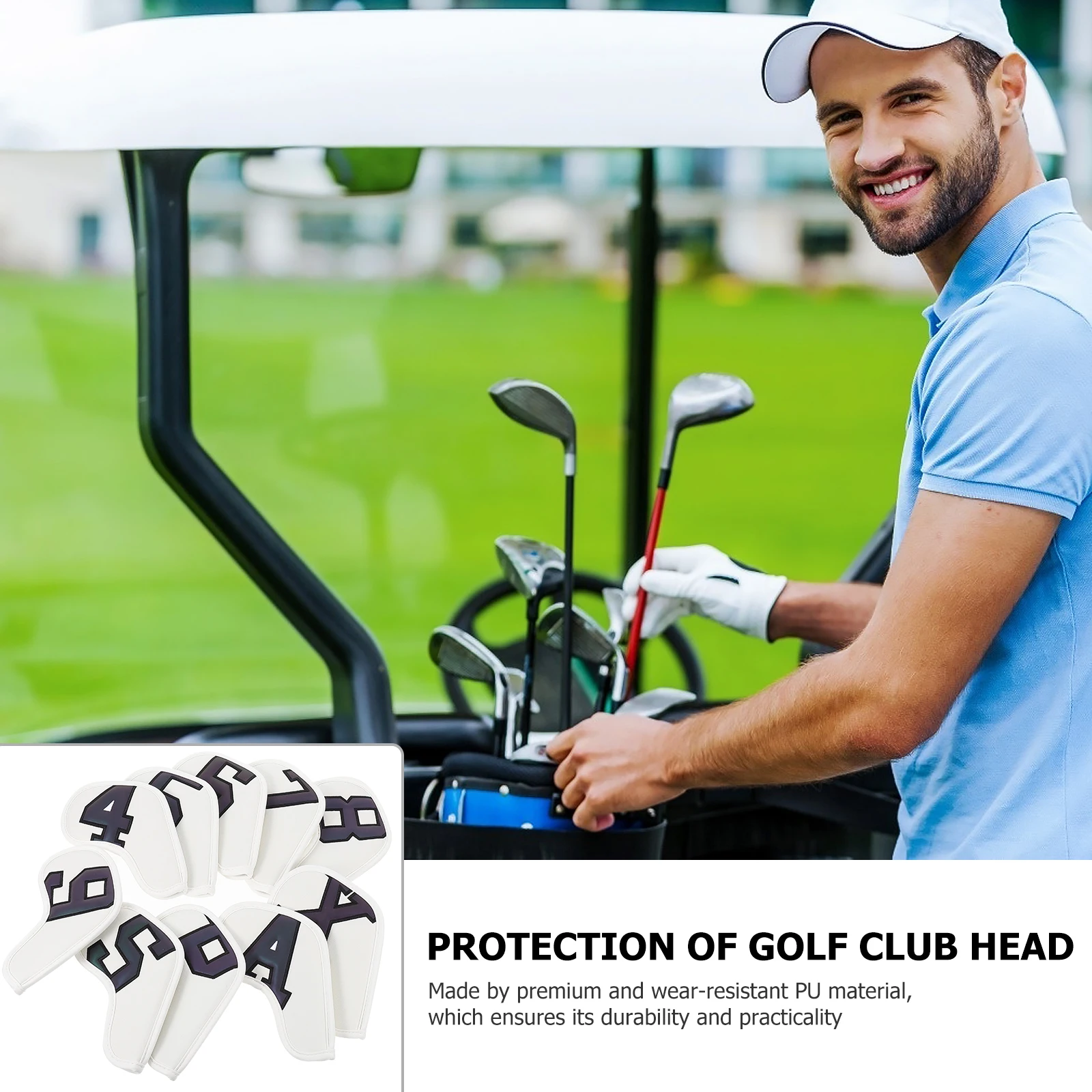 

10 Pcs Golf Iron Cover Club Covers Mix Accessory Pu Golfs Protector Putter Protective