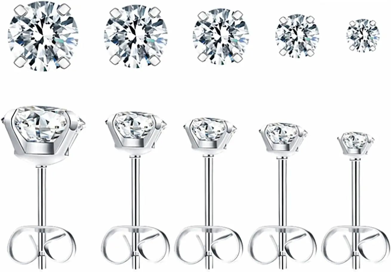 

5 Pairs Stud Earrings Set for women, Hypoallergenic Back Stud Earrings Set for Sensitive Ears, 316L