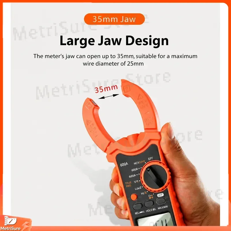 Digital Clamp Meter VC606 AC DC True RMS Multimeter 600A Auto Range Anti Burn Overload Protection Voltmeter Ohmmeter