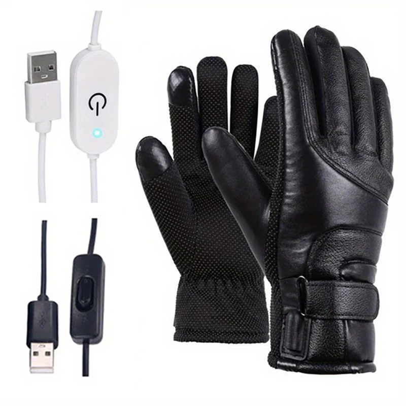 1 paio di guanti termici invernali per moto impermeabile antivento Touch Screen bicicletta ciclismo sci caldo guanto da equitazione riscaldato USB Power