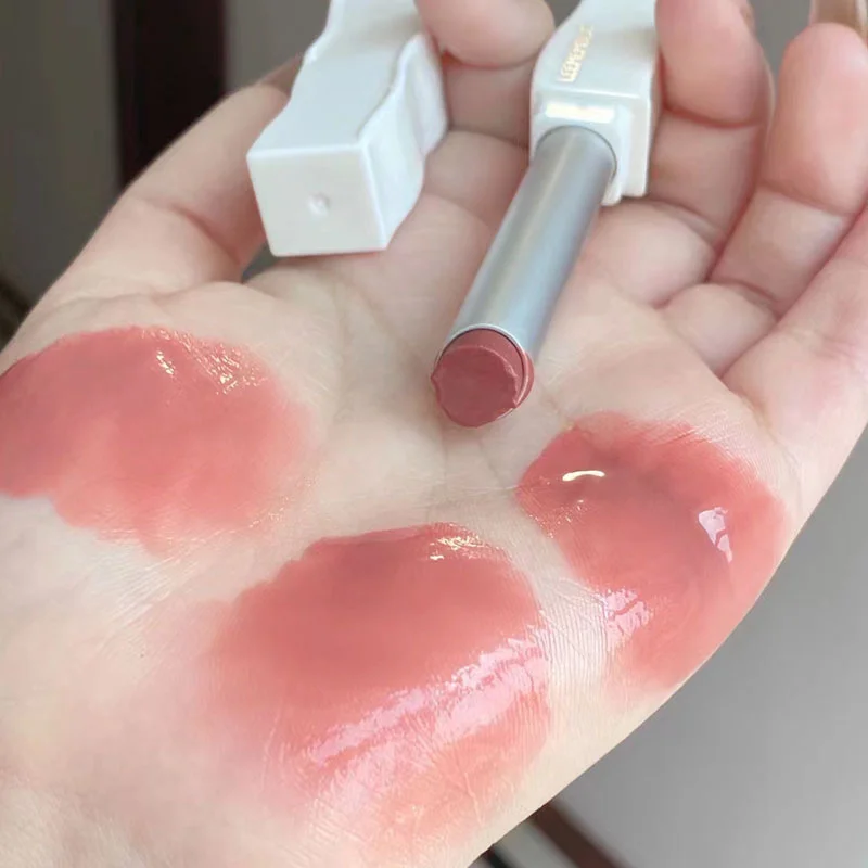 Lápiz labial blanco pequeño y portátil, Pintalabios delicado y suave de 32g, sin decoloración, maquillaje labial, esmalte de labios blanco Pintalabios con espejo