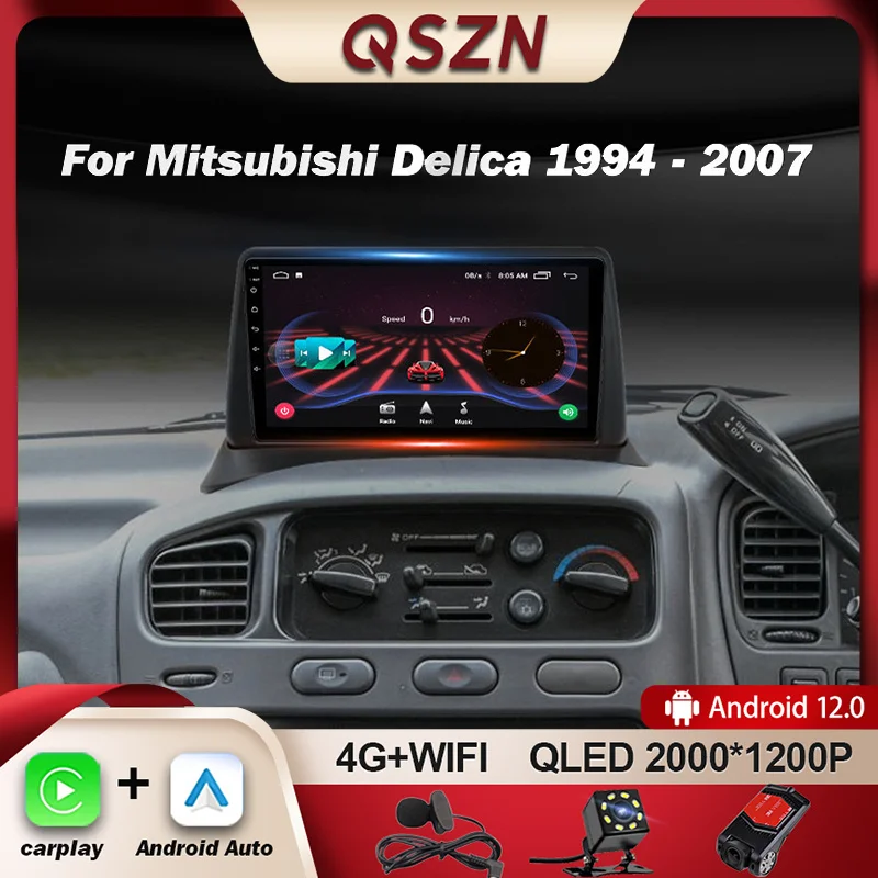 QSZN For Mitsubishi Delica 4 1994 - 2007 RHD Car Radio Multimedia Video Player Navigation GPS 4G Carplay Android 12 Autoradio