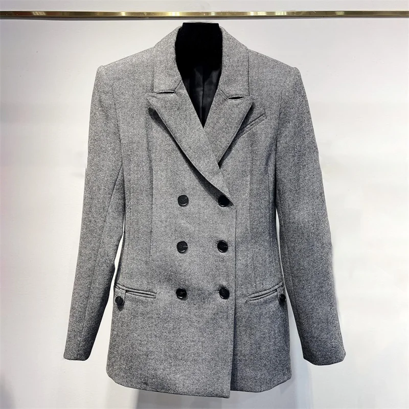 

Women's jacket New double breasted slim women's suit jacket for autumn 2025 wool blend Women's coat Women's blazer outerwears