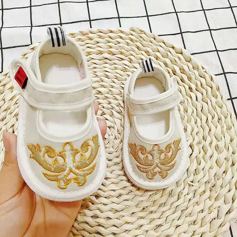 

2024 Summer Chinese Style Baby Thousand Layer Sole Handmade Cloth Shoes for Boys Kawaii Baby Hanfu Shoes 1-3 Years Old Children