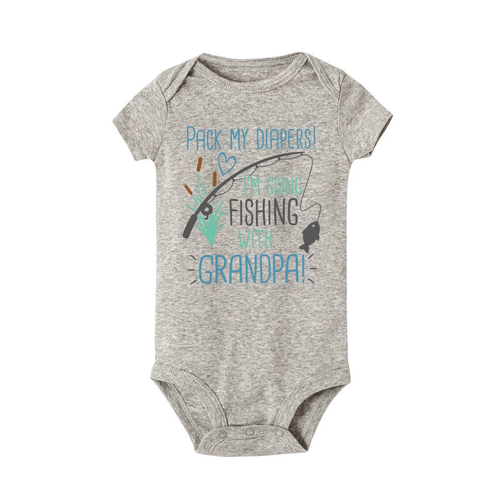 I\'m Going Fishing with Grandpa Baby Bodysuit Grandpas Fishing Buddy Shirt Funny Newborn Fishing Jumpsuit Infant Baby Shower Gift