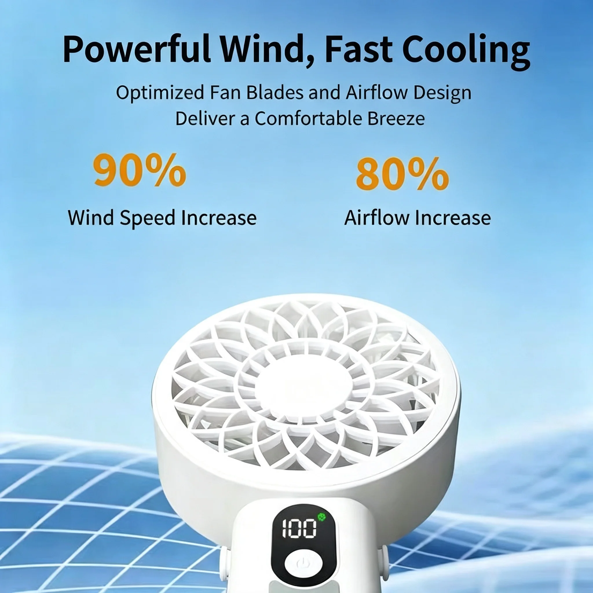 M3 High Speed Powerful Portable Fan 1503 Model Aircraft Brushless Motor 7 Speed Control 3000mAh Long Lasting Detachable Battery