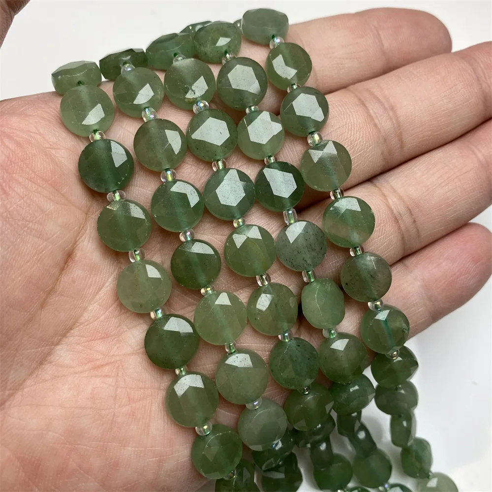 10mm Flat Round Faceted Stone Beads Coin Natural Gems Crystal Jades Loose Beads for Jewelry Making Necklace DIY Bracelet Craft