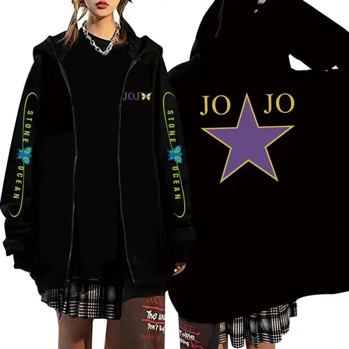 JOJO's Bizarre Adventure-Sudadera con capucha y estampado gráfico para hombre y mujer, chaqueta informal de gran tamaño, sudaderas de manga larga de lana
