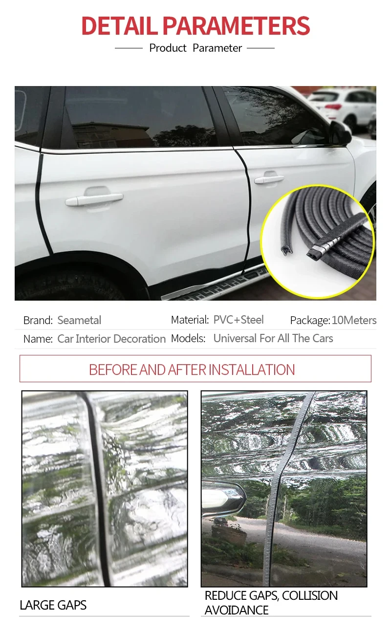 Autotür-Kantenschutz Kratzschutzleiste Zierleiste Auto-Tür Anti-Kollisions-Schutzstreifen Stahl Auto-Styling Zubehör – Detail 1
