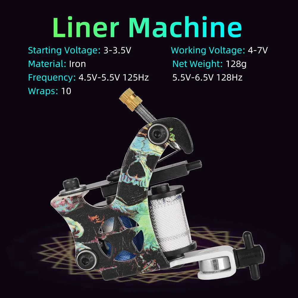 

1pc Five Point Skull Coil Tattoo Machine Lightweight Durable For Beginners Professional Tattoos Equipment Kit Tools Supplies