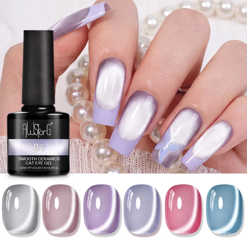 AWStorG Glatter Katzenaugen-Gel 7,5ml Magnetischer UV-Soak-Off Spiegelglanz Transparenter Lack für Salon und DIY Kristall-Nagelkunst
