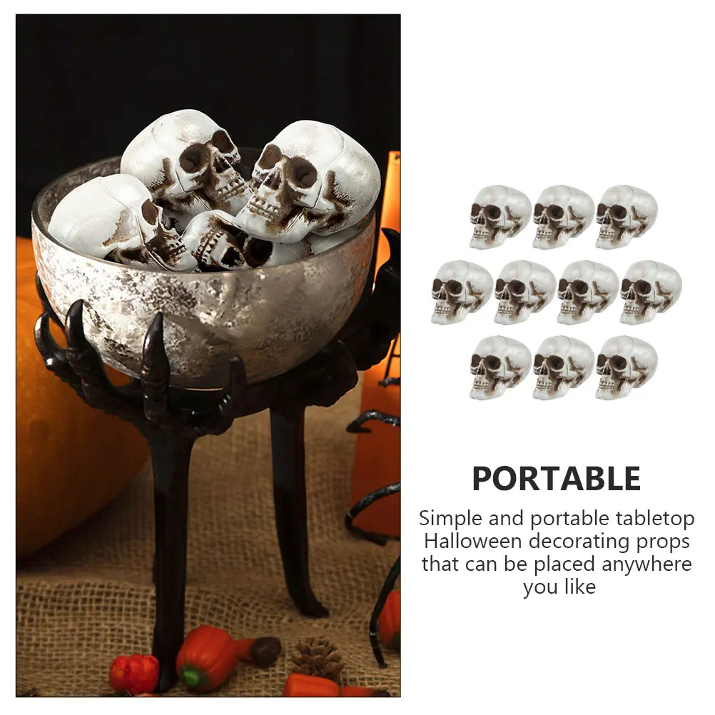 

10Pcs Artificial Skull Decoration Halloween Party Scared Skull Props Realistic Plastic Model for Home
