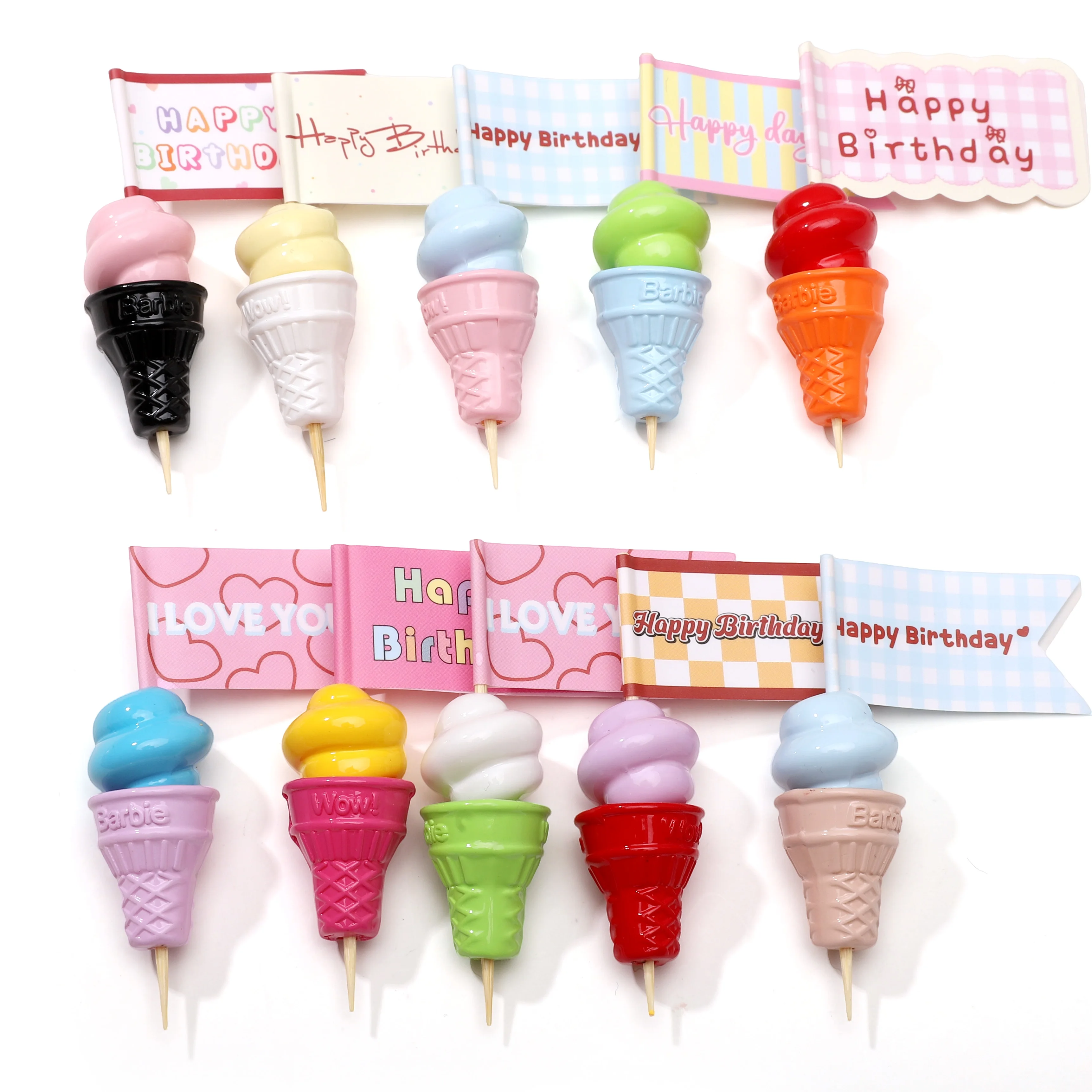 Peinture acrylique pour la cuisson, perles en forme de cône de crème glacée, perles d'espacement multicolores en vrac pour la fabrication de bijoux, accessoires Keychian, 2/10 pièces