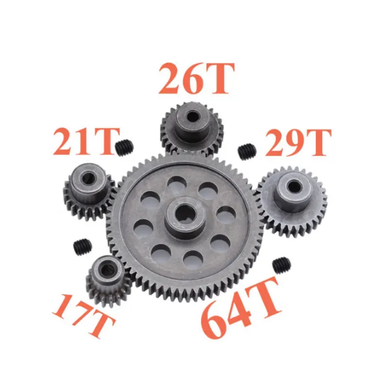 Ingranaggio principale 17T/21T/26T/29T/64T del motore dell\'ingranaggio principale del differenziale dello sperone d\'acciaio RC per 1/10 HSP 94103