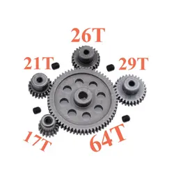 Ingranaggio principale 17T/21T/26T/29T/64T del motore dell'ingranaggio principale del differenziale dello sperone d'acciaio RC per 1/10 HSP 94103 94107 94111 94701 pezzi di ricambio Buggy del camion