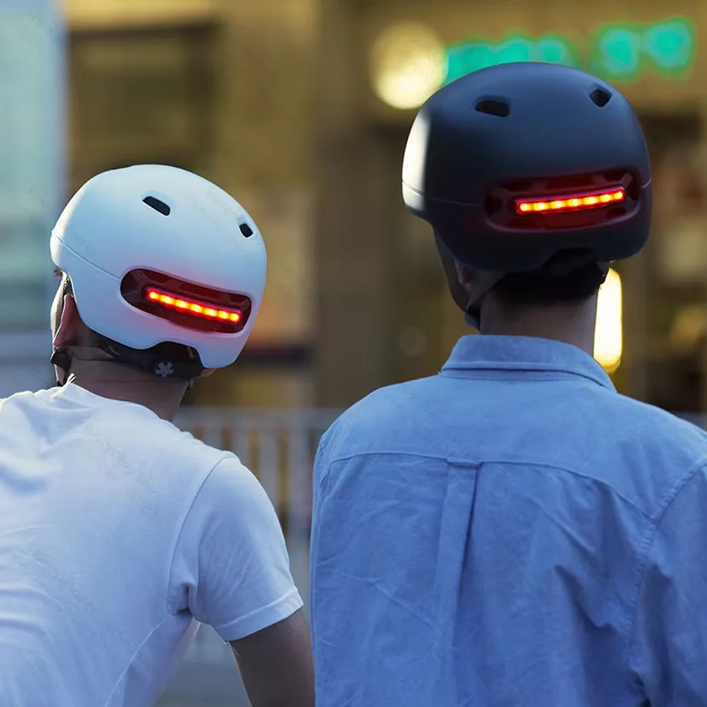 Capacete de scooter elétrico urbano, capacetes de ciclismo de estrada com luz traseira, capacete de bicicleta elétrica para homens e mulheres, acessórios de bicicleta