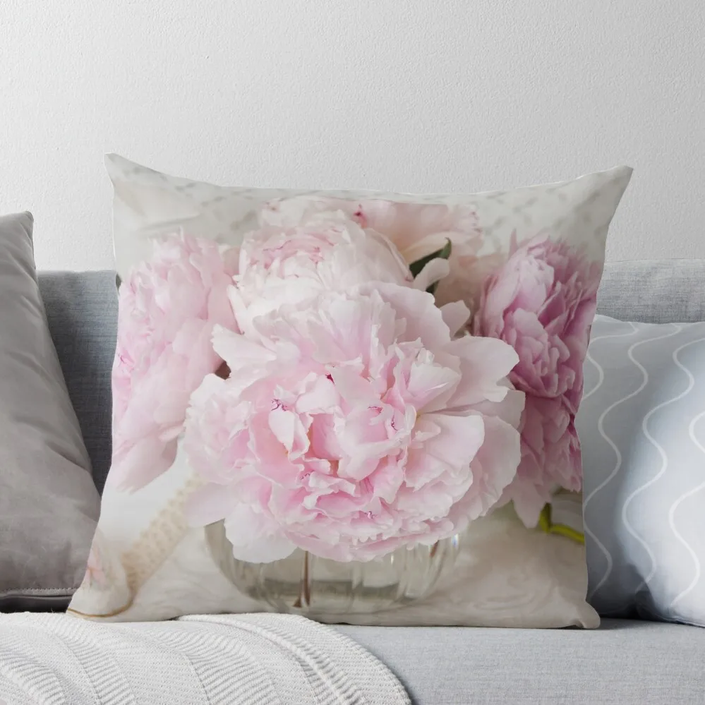 Pink Peonies Throw Pillow pillow pillowcase Cushion Cover Set Cushions For Sofa