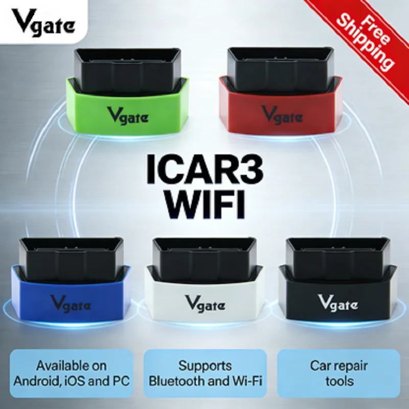 

Сканер Vgate ICAR3 OBD2 с Wi-Fi и Bluetooth для диагностики автомобиля, считыватель кодов неисправностей для Android и iOS, инструмент для автоматической диагностики, лучше, чем ELM327