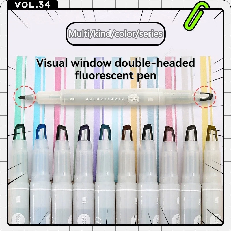 5-25 Colors/Set Double Unique Window Tip Highlighter Pen Double Head Pastel Color Highlighters Marker School Stationery Supplies