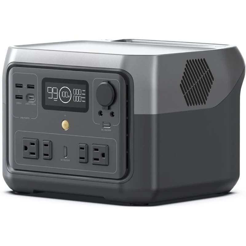 

Portable Power Station RIVER 2 Max 500, 499Wh LiFePO4 Battery/ 1 Hour Fast Charging, Up To 1000W Output Solar Generat