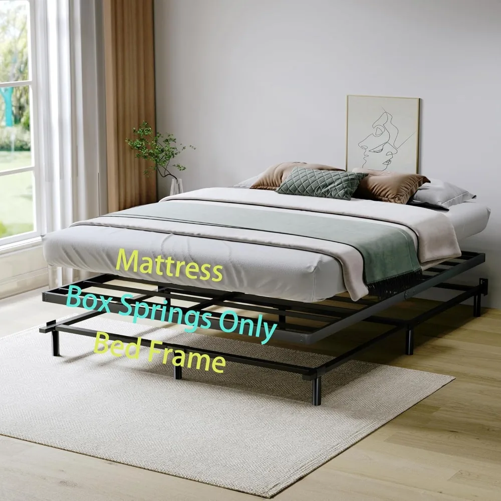 King Box Spring 2 inch boxveren voor kingsize bed, laag profiel Bunkie Board bedlat vervanging, metalen frame met stalen latten, Ea