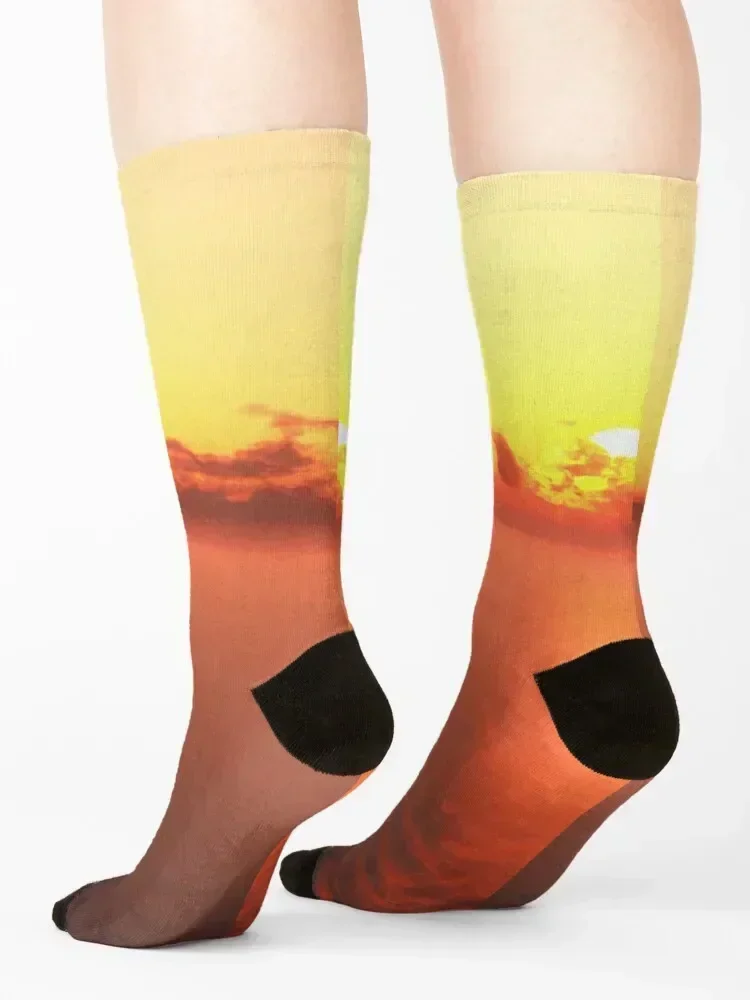 Sunset fire in the sky Socks fashionable hiking Wholesale gift Women Socks Men's