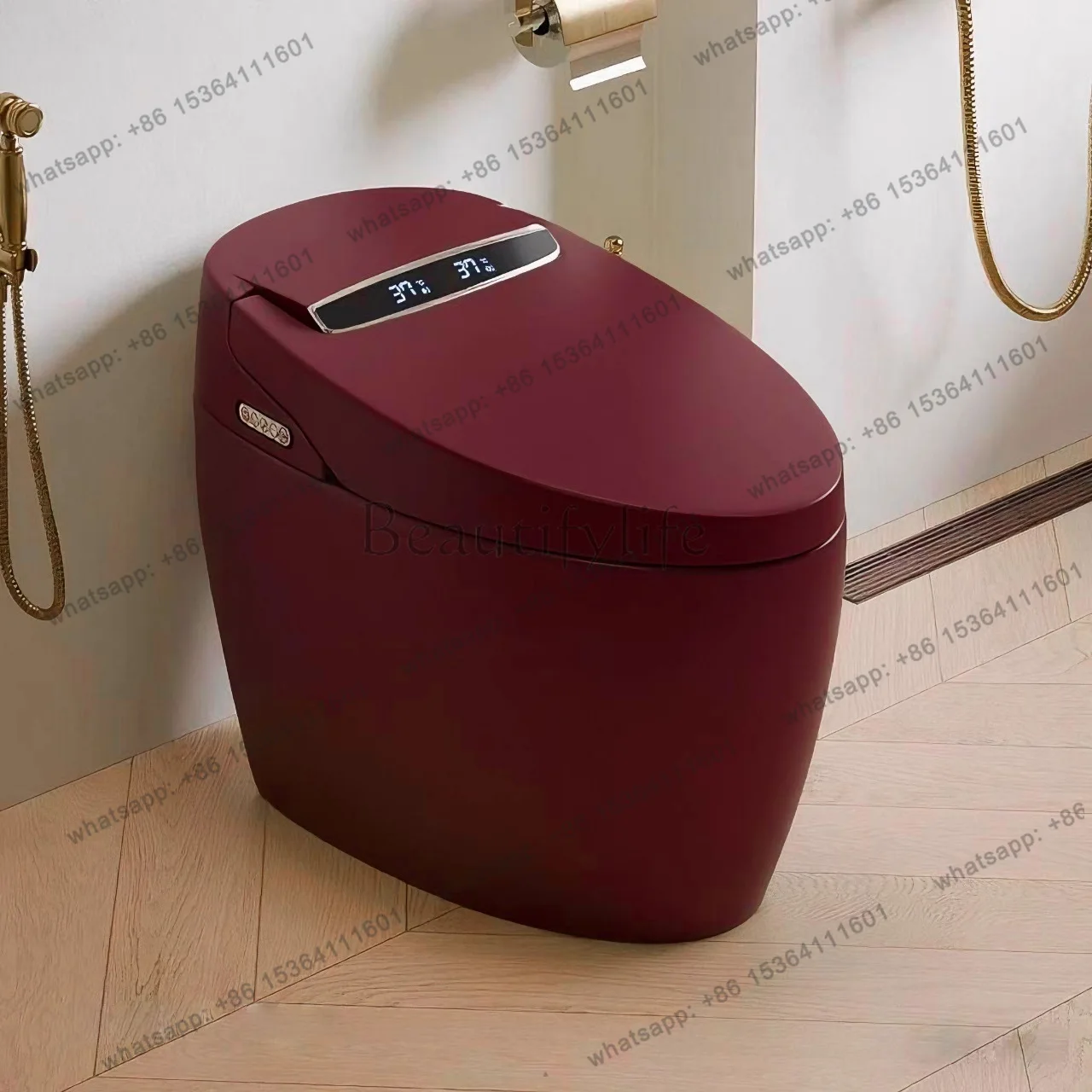Burgundy color smart toilet, personalized and creative integration, no water pressure limit toilet