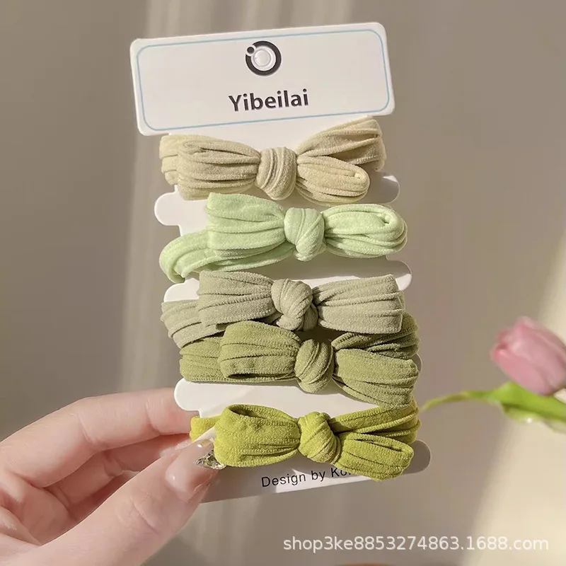 Neue 5 teile/satz Fliege Haarring elastische Gummiband hohe Schachtel halm Haar bänder kein Schaden für Frauen Mädchen Haarschmuck – Detail 7