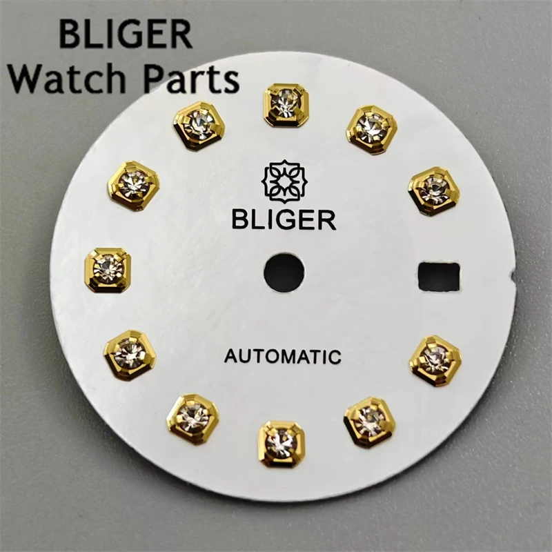BLIGER 20.5mm Watch Dial For Ladies Watch Fit NH05A NH05 Automatic Movement Date Display Silver/Gold/Rose gold Diamond Index
