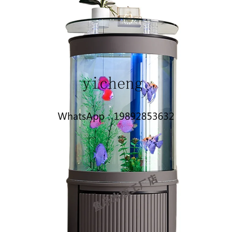 

A5 Fish Tank Small Living Room Home Glass Change Water Ecological Bottom Filter against the Wall Creative Floor Screen Aquarium