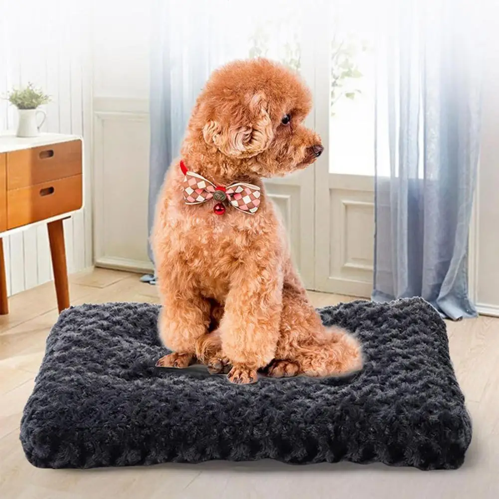 Dog Bed Fuzzy Removable Washable Bed with Non-slip Bottom Waterproof Cover for Dogs Puppies Rectangle Sleeping Mattress