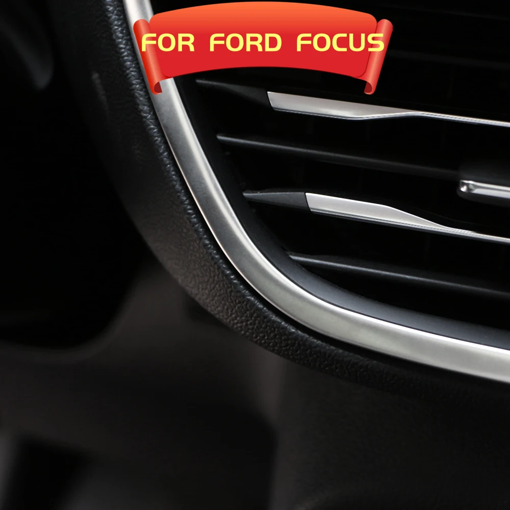 2 Colors For Ford Focus 2019 2020 Stainless Steel Central Control Air Condition Vent Outlet Underside Cover Trim Accessories