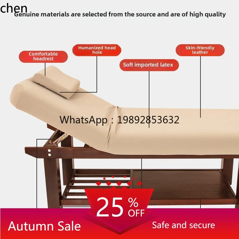 

Beauty bed mahogany microfiber leather beauty salon step back ear picking