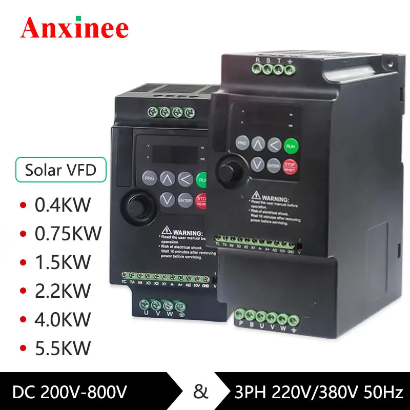 Mini Solar VFD DC200V-800V Input To AC 3 Phase Output Frequency Inverter For 3PH 220V 380V Water Pump With MPPT