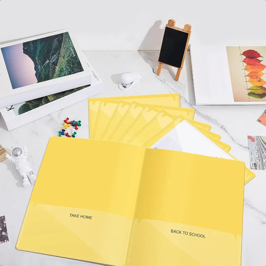 24 Pcs Folders Take Home Heavy Duty 2 Pocket Homework Folders for Students Parent Teacher Communication Yellow