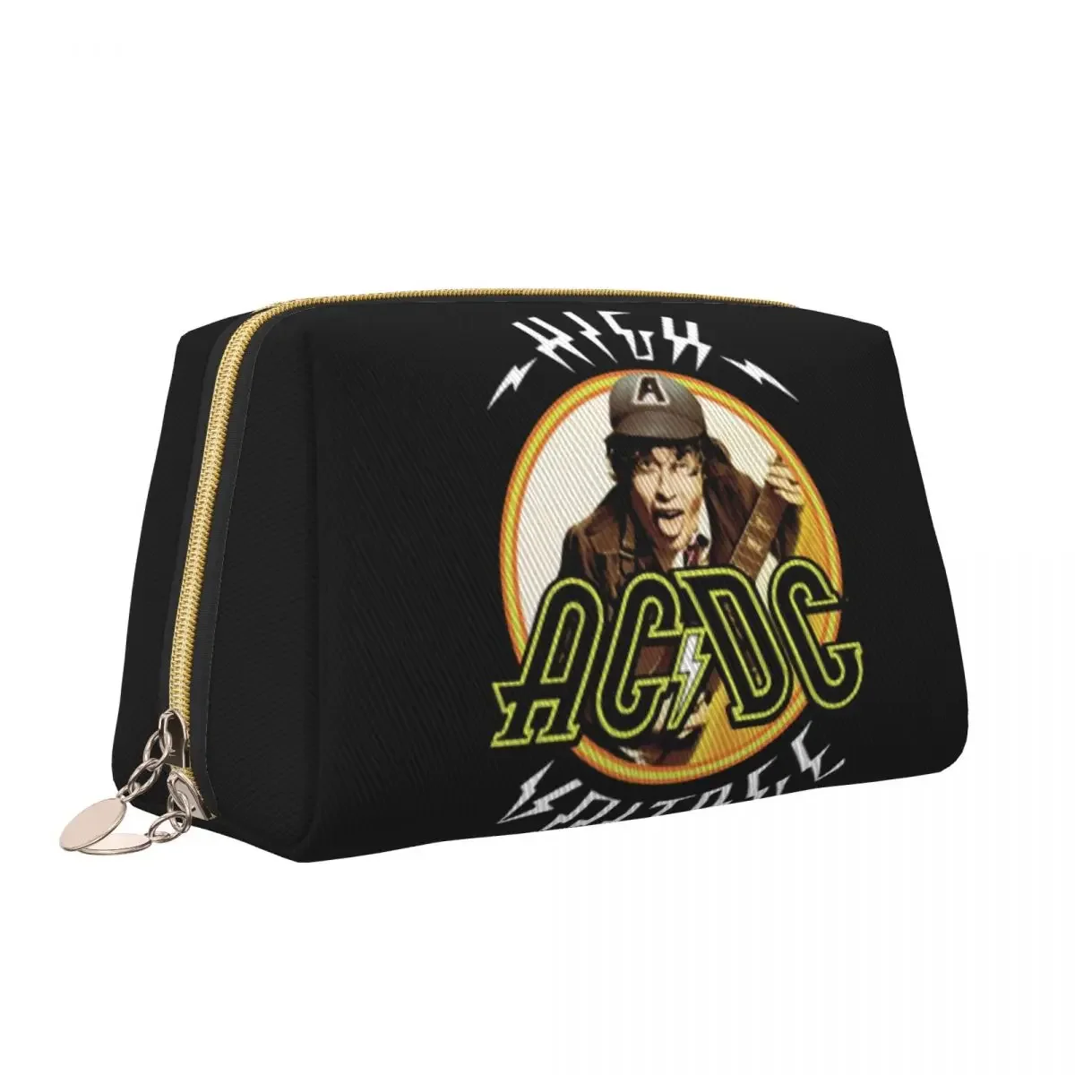 AC DC Rock And Roll Band Toiletry Bag Cute Australian Heavy Metal Music Makeup Cosmetic Organizer Beauty Storage Dopp Kit Box