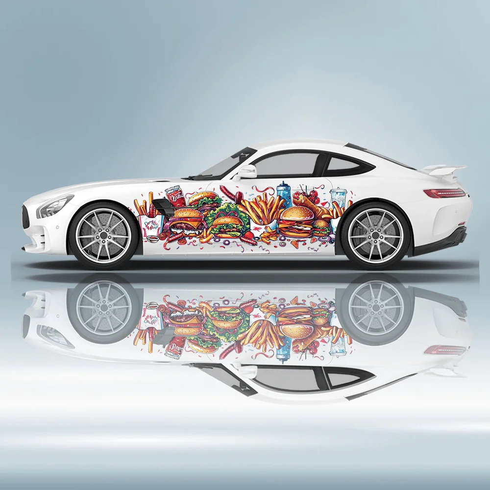 

Food Hamburger Fried Chicken Car Vinyl Wraps Decal Self-adhesive PVC Sticker Suitable for Trucks SUV Decoration Auto Accessories