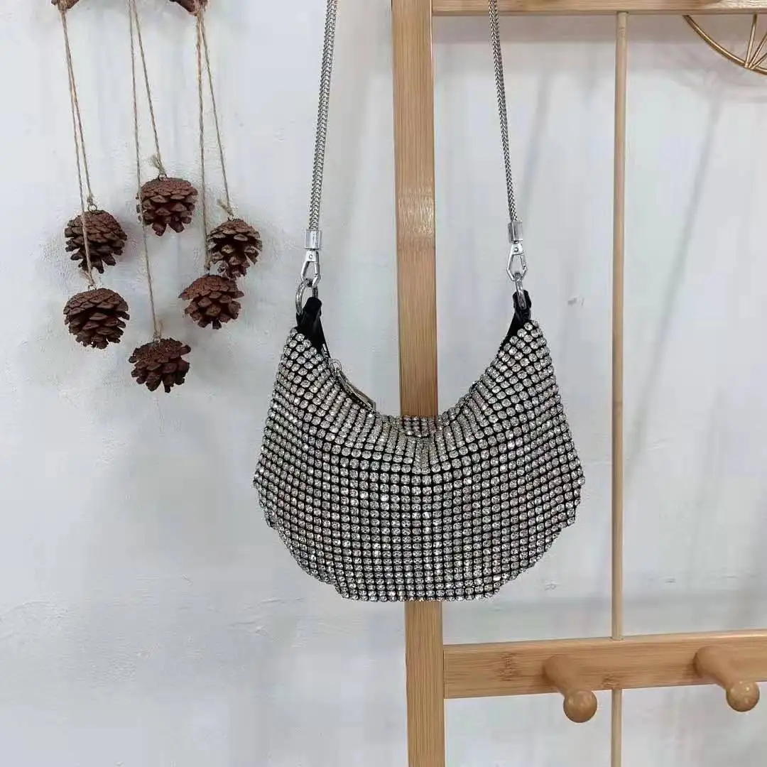 Korean Version Of Gradual Change King Rhinestone Moon Diamond Bag Women's Handbag Shoulder Messenger Bags Sacs À Main Luxe Femme