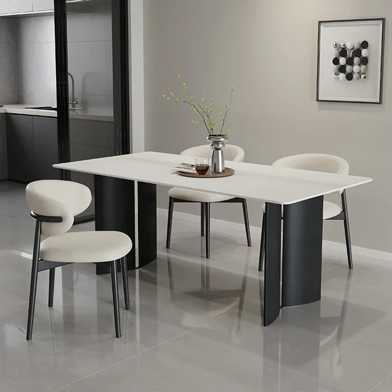 Rectangular Modern Dining Table Unique Design European Luxury Kitchen Table White Italian Mesa De Jantar Restaurant Furniture