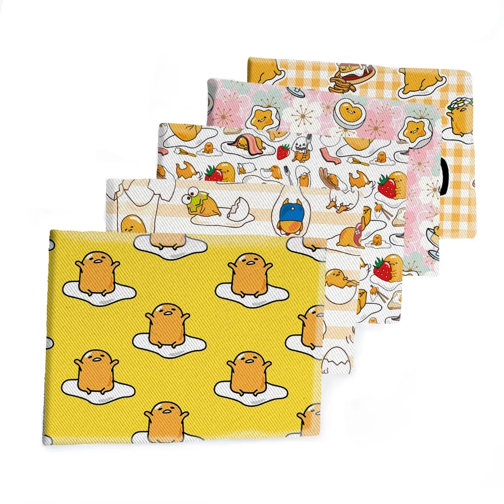 Japanese Yellow Yolk Cartoon Sanrio Gudetama Pattern Printed Twill Fabric for Patchwork Quilting Fabrics