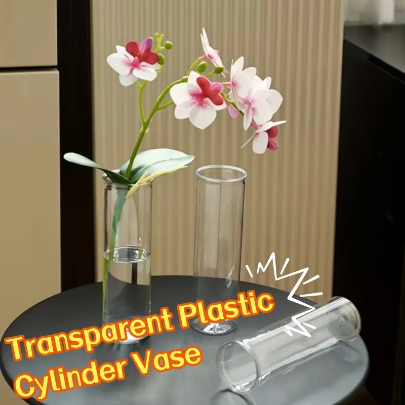 

2pc High Transparent Plastic Cylinder Vase Flower Arrangement Vase Set For Wedding Party Baby Shower Home Desk Decor Ornament