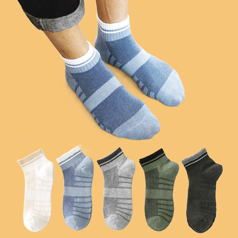 Chaussettes de bateau en maille pour hommes, respirantes, creuses, assorties, coton, taille de sport, document, haute qualité, nouveau, 2024 paires, 5/10