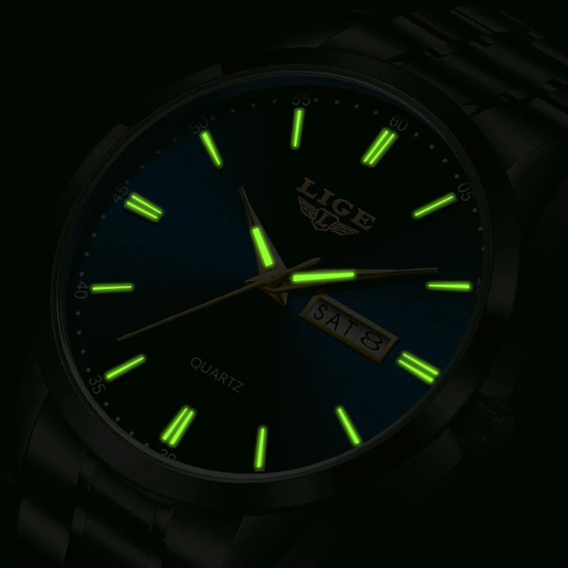 LIGE Top Brand Luxury Quartz Men Watch Fashion Business Stainless Steel Watch Luminous Waterproof Casual Sport Wristwatch Clocks