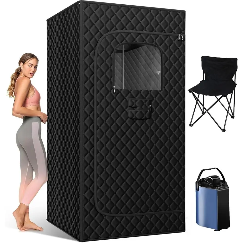 

Портативная домашняя паровая палатка для сауны с дистанционным управлением, складной стул, регулируемый нагрев, коричневая (71x31,5x31,5)