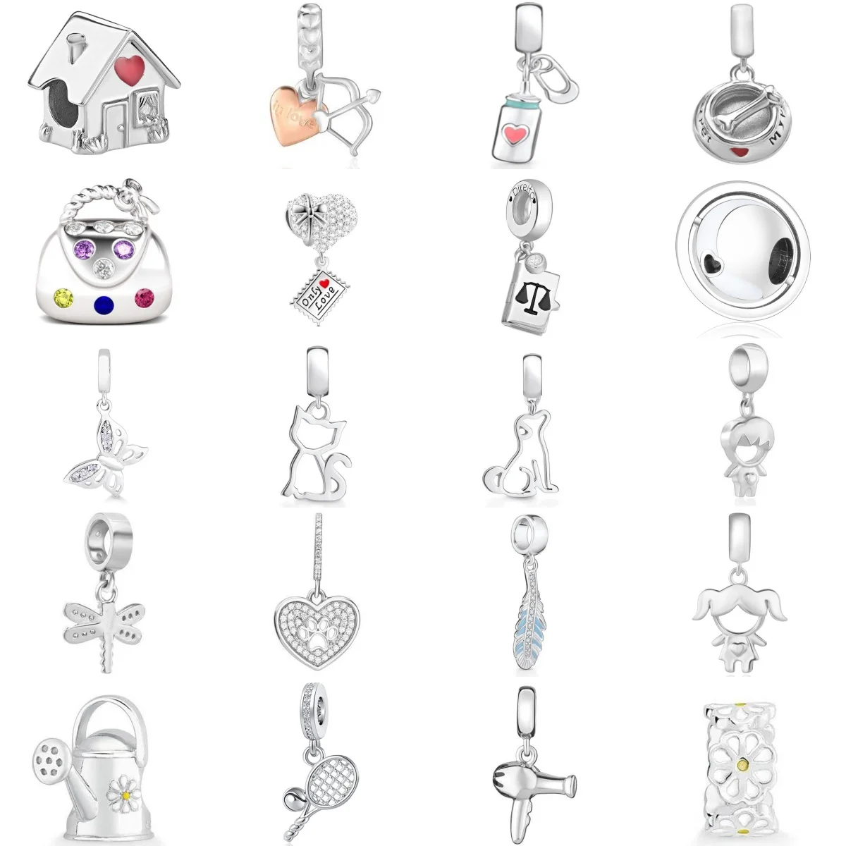 

2026 Original 925 Sterling Silver White Butterfly Paw Watering Can Charms Pendant Bead Fit S925 Bracelet Fine DIY Jewelry Making