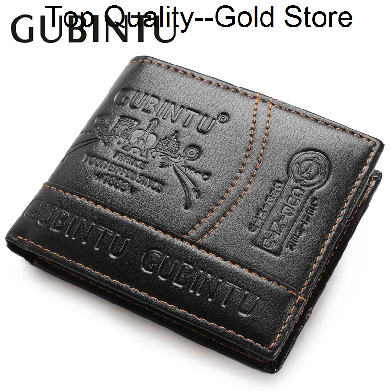 

GUBINTU Fashion Embossed PU Leather Mens Wallet Short Coin Purse Student Slim s ID Credit Card Holder Brand For Men