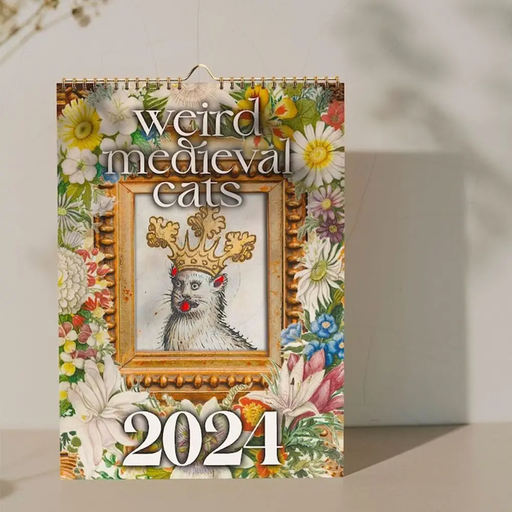 2024 Middeleeuwse Katten Kalender Rare Katten Kalender Grappige Muur Kalender Nieuwjaar Geschenken Voor Huisdecoratie
