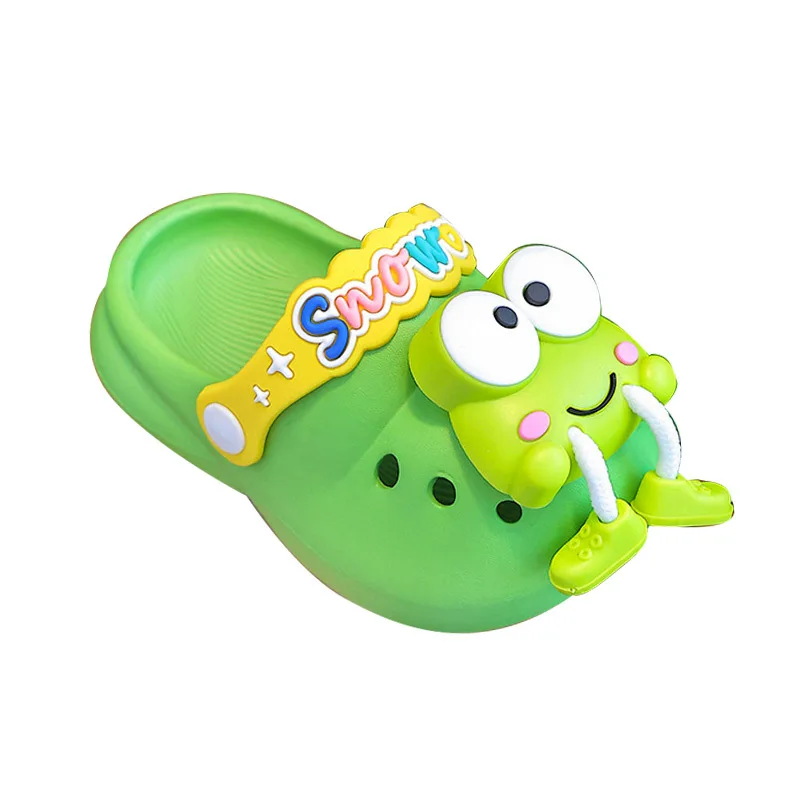 Cute Baby Girl Slippers Cartoon Frog Sandals Baby Boy Beach Garden Sandals Newborn Infant Indoor Bath Anti-slip Shoes Summer